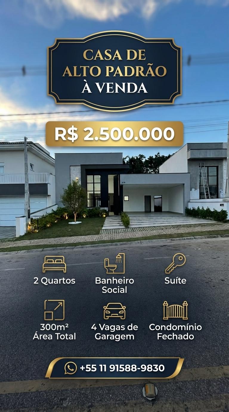 Casa Semi-Térrea 300m² Alto Padrão, 3 Suítes, Piscina e Segurança 24h – Condomínio Fechado